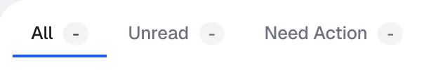 The Notifications page tabs reading All, Unread and Need Action