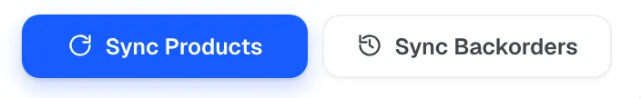 The Sync Products and Sync Backorders buttons on a connected store card